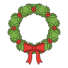 Christmas wreath with red bow decoration