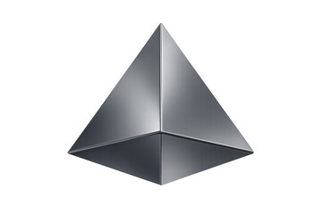 Abstract metal pyramid 3d rendering on transparent background