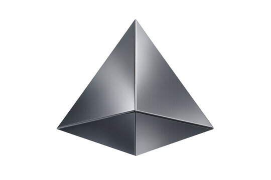Abstract metal pyramid 3d rendering on transparent background