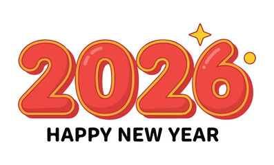 Big red 2026 Happy New Year text design