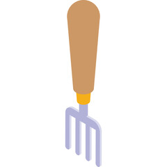 A Garden Hand Fork With A Wooden Handle Isolated On A Transparent Background