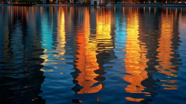 Skyscraper River Twilight Reflections/高層ビル川黄昏反射2
