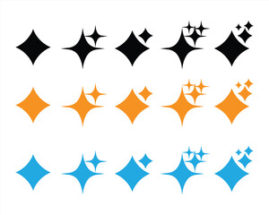 Shining and sparkling star icon on a white background. Clean symbol. Bright, star, lightning, astronomy, shining light, Outline, flat and colored style. Flat design. Vector illustration.