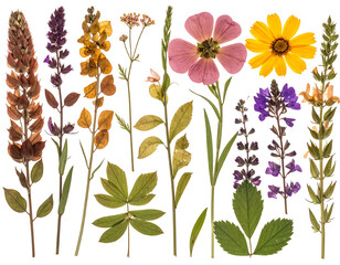 Dried flower arrangement on a black background with colors ranging from brown to pink to yellow and purple