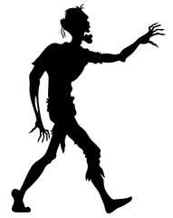 zombie silhouette walking forward with outstretched hand