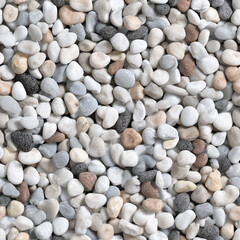 Mixed Color Seamless River Stone Texture: Small Smooth Pebbles and Gravel Background