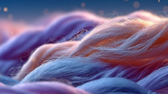 Pastel fiber abstract macro texture soft thread colorful yarn dreamy bokeh silky strands delicate weave closeup detail evoke calm and wonder
