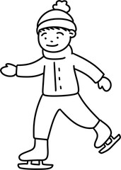 스케이트 타는 어린이 라인 아트 일러스트 1