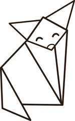 Origami fox line icon sitting