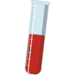 A Glass Test Tube Filled With Red Liquid And Measuring Lines On A Transparent Background