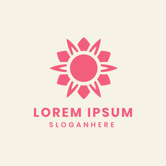 Modern abstract pink sun flower logo design for branding and identity
