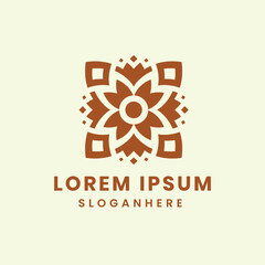 Abstract geometric floral logo design elegant ornate symbol for branding