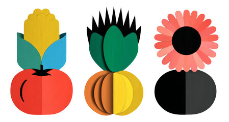 Artistic Display of Colorful Shapes and Forms on Isolated Transparent Background