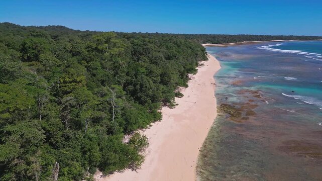 Aerial view of Plengkung Beach, Grajagan, Banyuwangi, Alas Purwo National Park, East Java, Indonesia