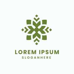 Abstract geometric floral logo design modern minimalist green abstract emblem symbol