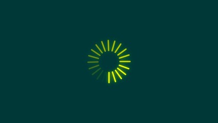 Neon yellow radial loading indicator on dark teal background