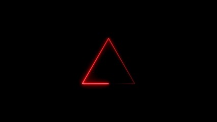 Red Neon Triangle Outline on Black Background geometric