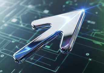 3d cursor arrow on a digital circuit board background