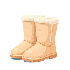 Beige Fur Lined Ugg Style Winter Boots