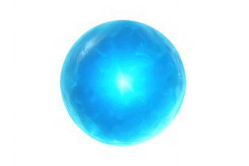 Glowing blue transparent energy sphere with central light