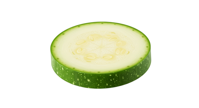 Fresh Green Zucchini Slice Isolated on Black Background