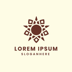 Abstract geometric mandala logo design with circular center and ornate pattern