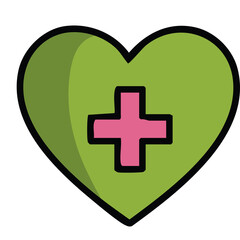 Green Heart Shape With Pink Medical Cross Symbol Icon Against Transparent Background Digital Illustration
