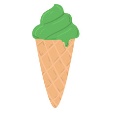 Green Ice Cream Cone On Transparent Background