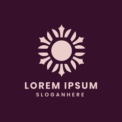 Abstract floral sunburst logo design with elegant text for brand identity