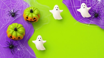 Spooky Halloween decorations: Halloween comes alive with spiders, pumpkins, and ghosts. Embrace the playful and festive atmosphere of the spooky holiday.