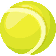 Cartoon Yellow Tennis Ball With White Swirls On Transparent Background Isolated Graphic Design Element For Sports and Games Illustration