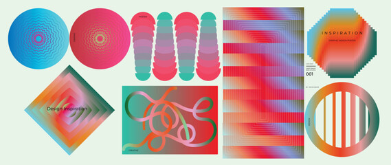 Modern futuristic gradient background vector set.Cover template with vibrant geometric in different shape. Ideal design for social media, cover, banner, wallpaper, promotion, ads.