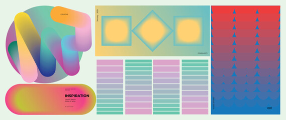 Fototapeta na wymiar Modern futuristic gradient background vector set.Cover template with vibrant geometric in different shape. Ideal design for social media, cover, banner, wallpaper, promotion, ads.