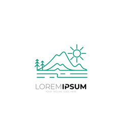 Mountain logo with line design template, mountain atmosphere logo