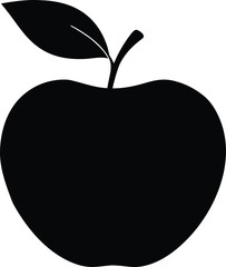 Apple Silhouette Vector Illustration on White Background