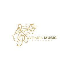 logo of a girl singing and icon of a karaoke place, line style