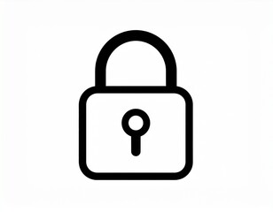 A simple black outline icon of a closed padlock on a plain white background, symbolizing security and privacy.