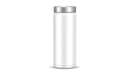 Clean, white insulated bottle with a silver lid and simple design