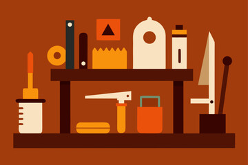 Fototapeta premium Carpenter Workspace Wood Grain Background Illustration