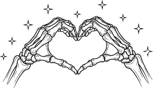 Skeleton Hands Forming Heart Shape Illustration

