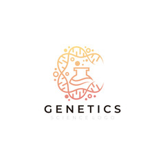 DNA logo, C letter logo with circular genetic logo, line style