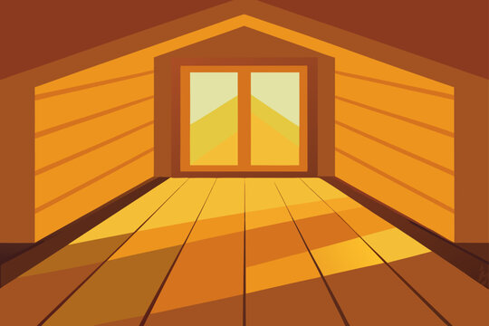 Wood Cabin Floor With Sunlight Reflection Illustration