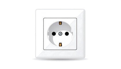 Close-up illustration of a white electrical outlet on a white background