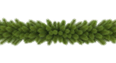 Festive green garland isolated on transparent background, perfect for holiday decoration and seasonal celebration