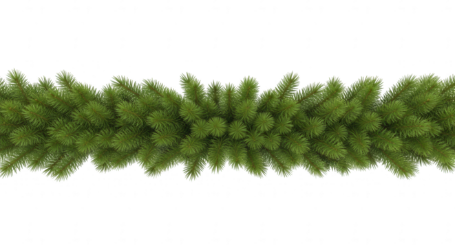 Festive green garland isolated on transparent background, perfect for holiday decoration and seasonal celebration - Powered by Adobe