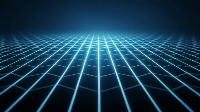 Futuristic Digital Landscape with Glowing Hexagonal Grid.