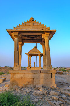 Royal cenotaphs at Badabagh near Jaisalmer India. These were constructed by the Kings of Jaisalmer State in the 18th, 19th and early 20th centuries.