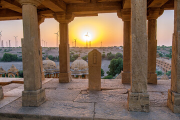 Royal cenotaphs at Badabagh near Jaisalmer India. These were constructed by the Kings of Jaisalmer...