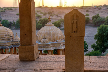 Royal cenotaphs at Badabagh near Jaisalmer India. These were constructed by the Kings of Jaisalmer...