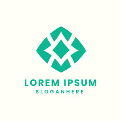 Abstract geometric logo design modern teal diamond shape symbol business branding identity